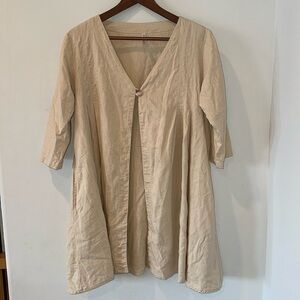 Blue sky tan linen cover up size xs